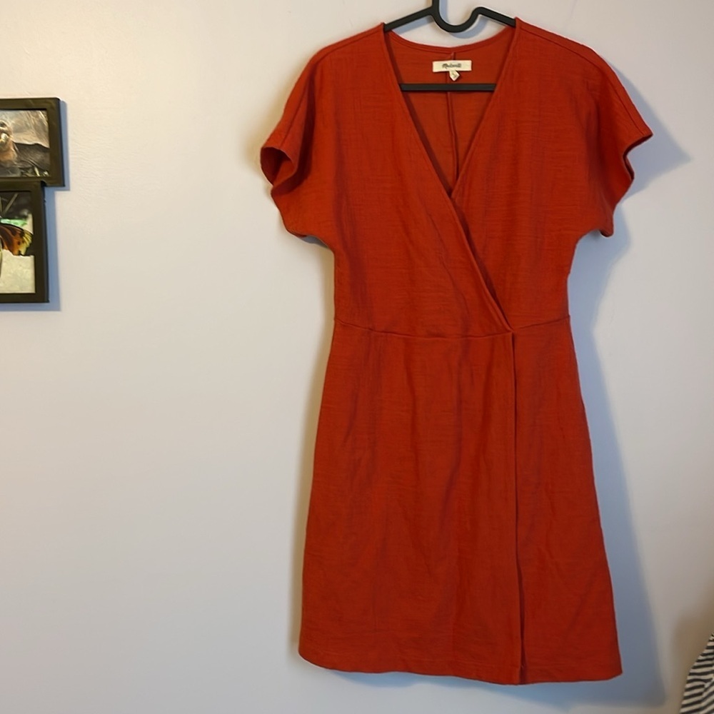 Madewell Cross Front Wrap Flutter Sleeve Mini Dre… - image 2
